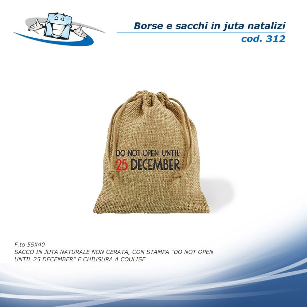 Borse e sacchi in Juta con stampa natalizia