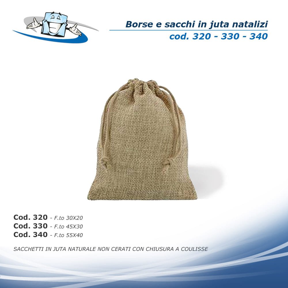 Borse e sacchi in Juta con stampa natalizia