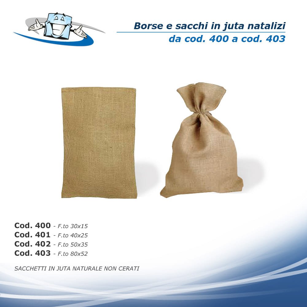 Borse e sacchi in Juta con stampa natalizia