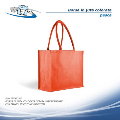 Borsa shopping colorata in Juta personalizzabile con il tuo logo