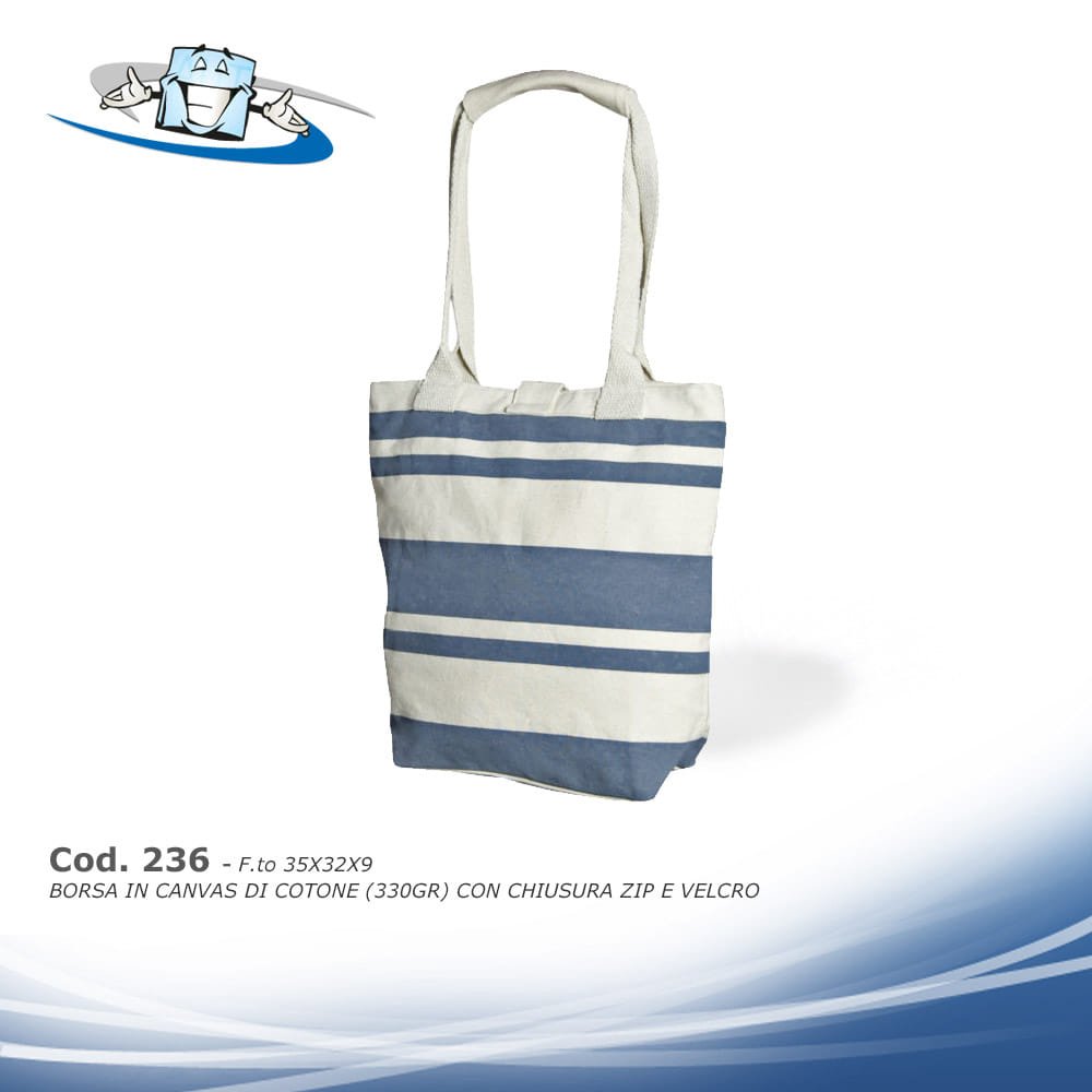 Borse in canvas di cotone a righe personalizzabili con il vostro logo