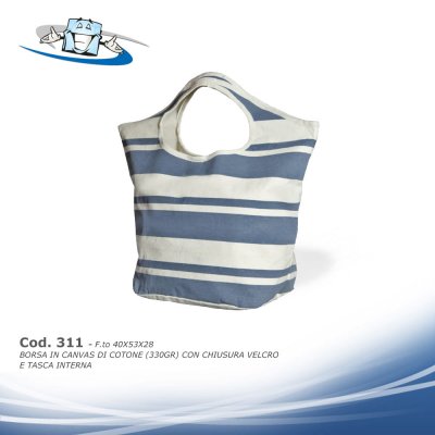 Borse in canvas di cotone a righe personalizzabili con il vostro logo