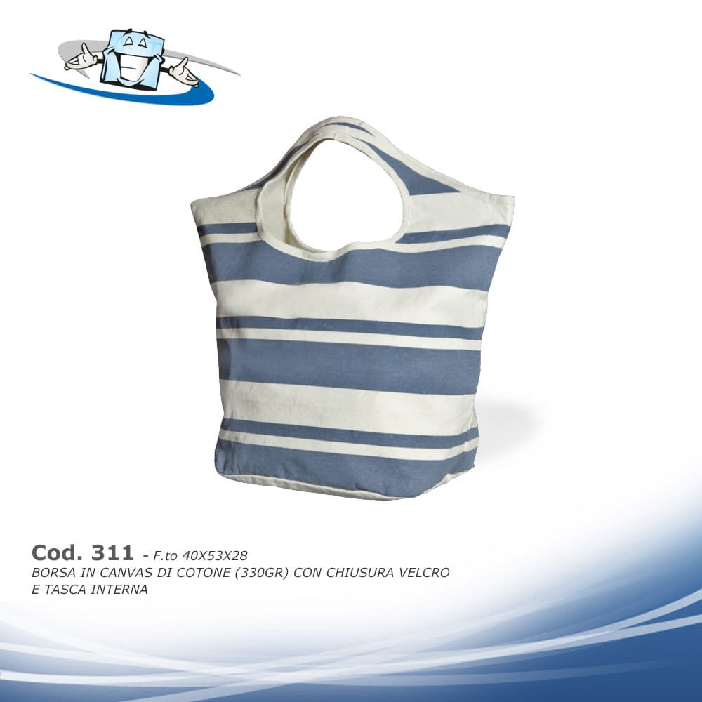 Borse in canvas di cotone a righe personalizzabili con il vostro logo
