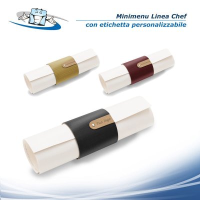 Linea Chef - Minimenu (Ø 6.5 cm) in vera pelle rigenerata con etichetta personalizzabile