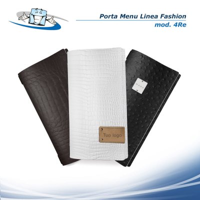Linea Fashion - Porta menu 4RE (17,3 x 31,8 cm) in vera pelle rigenerata con etichetta personalizzabile