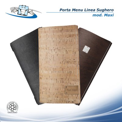 Linea Sughero - Porta menu Maxi (23 x 44,1 cm) in sughero vegetale con etichetta personalizzabile