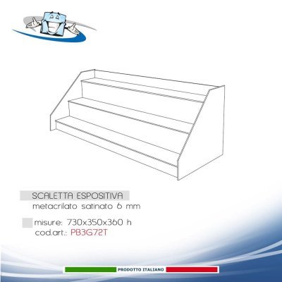 Scaletta Espositiva satinata in plexiglass  grande per vetrina o scaffali