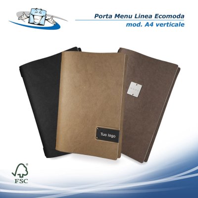 Linea Ecomoda - Porta menu A4 Verticale (23,2 x 31,8 cm) in fibra di cellulosa con etichetta personalizzabile
