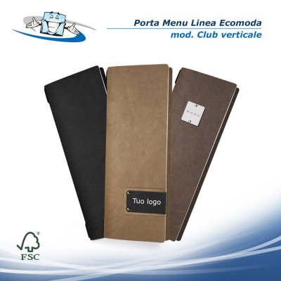Linea Ecomoda - Porta menu Club Verticale (12,5 x 31,8 cm) in fibra di cellulosa con etichetta personalizzabile