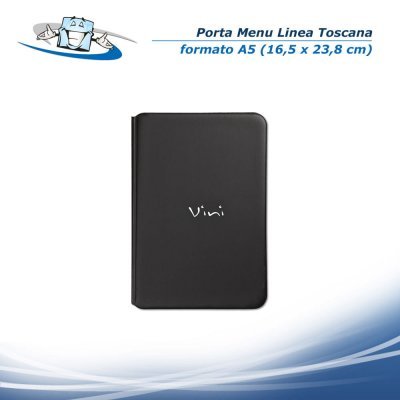 Linea Toscana - Porta menu con scritta serigrafata "vini" in PVC atossico - Formato A5