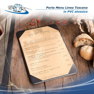 Linea Toscana - Porta menu monoanta nero in PVC atossico