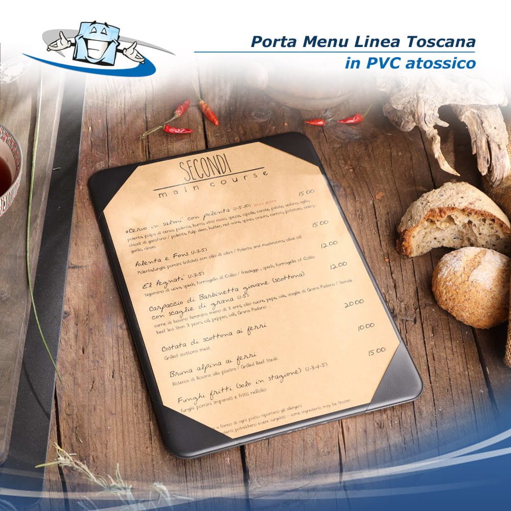 Linea Toscana - Porta menu monoanta nero in PVC atossico
