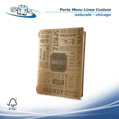 Linea Custom - Porta menu A4 Verticale (23,2 x 31,8 cm) in fibra di cellulosa - naturale chicago