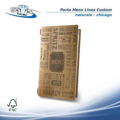 Linea Custom - Porta menu 4Re (23,2 x 31,8 cm) in fibra di cellulosa - naturale chicago