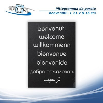 Pittogramma "Benvenuti" da parete (21 x 15 cm) in PVC