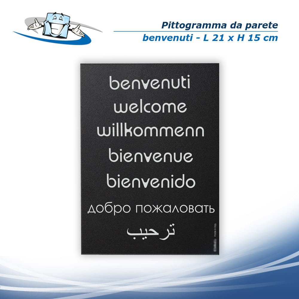 Pittogramma "Benvenuti" da parete (21 x 15 cm) in PVC