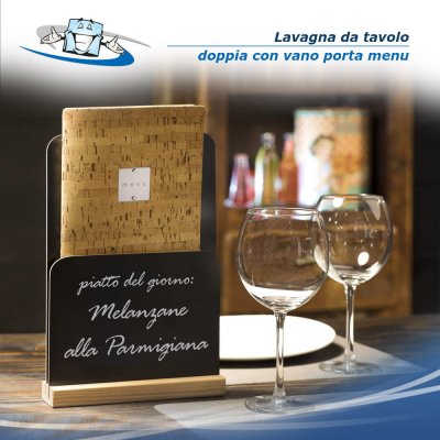 Lavagne da tavolo per numero menu piatto del giorno D4 Style Modigliani con base colore pino