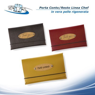 Linea Chef - Porta conto/resto Bill personalizzabile in vera pelle rigenerata