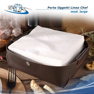 Linea Chef - Porta oggetti Agile in 4 misure in vera pelle rigenerata - large