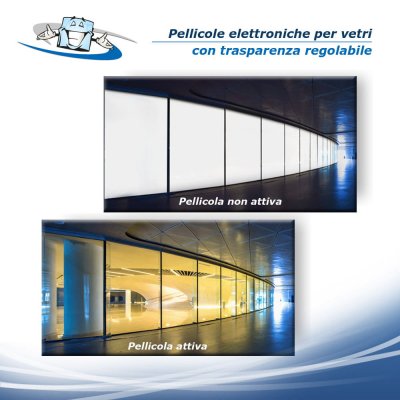 Pellicole elettroniche per vetri con trasparenza regolabile per interno