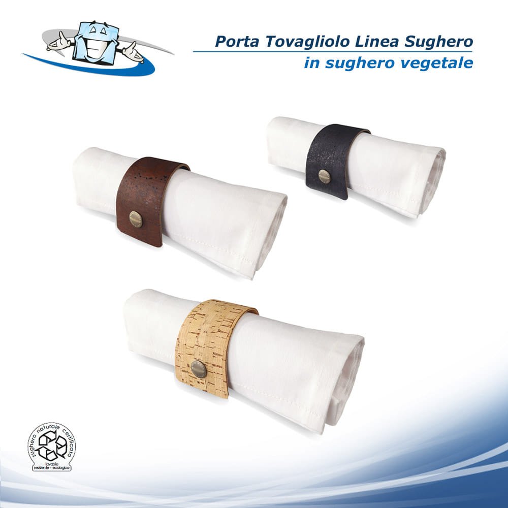 Linea Sughero - Porta tovagliolo Ring in sughero vegetale con bottone automatico