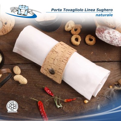 Linea Sughero - Porta tovagliolo Ring in sughero vegetale con bottone automatico