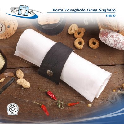 Linea Sughero - Porta tovagliolo Ring in sughero vegetale con bottone automatico