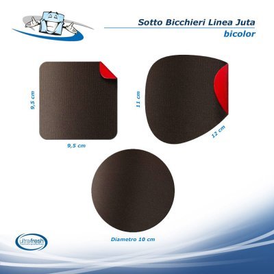 Linea Juta - Sotto bicchieri in diversi colori e misure in PVC antibatterico