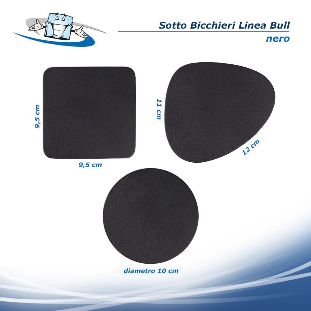 Linea Bull - Sotto bicchieri in diversi colori e misure in vera pelle rigenerata