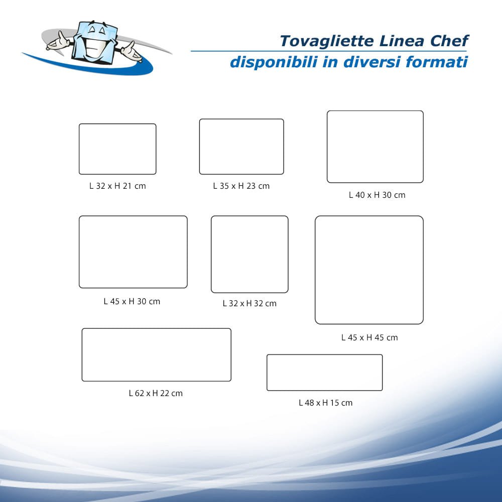 Linea Chef - Tovagliette rettangolari e quadrate in diversi colori e formati in vera pelle rigenerata