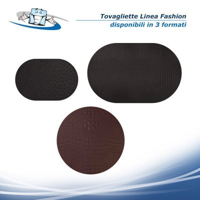 Linea Fashion - Tovagliette ovali e rotonde in diversi colori e formati in vera pelle rigenerata