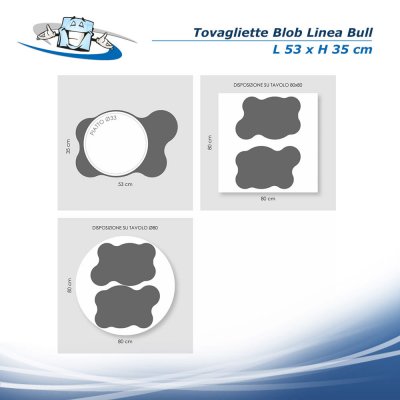 Linea Bull - Tovagliette Blob disponibili in 2 formati in vera pelle rigenerata