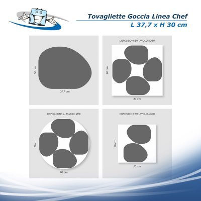 Linea Chef - Tovagliette Goccia disponibili in 2 formati e diversi colori in vera pelle rigenerata