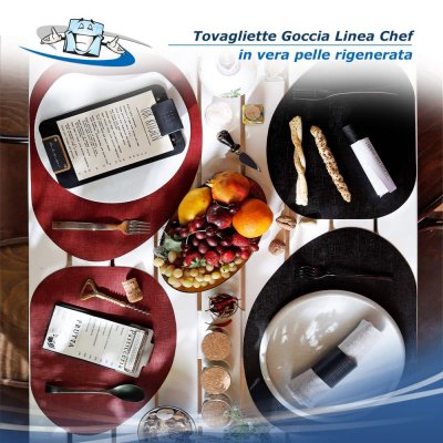 Linea Chef - Tovagliette Goccia disponibili in 2 formati e diversi colori in vera pelle rigenerata
