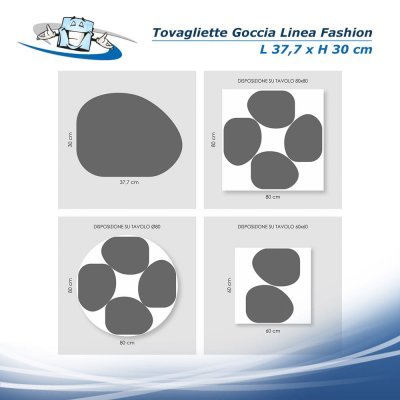 Linea Fashion - Tovagliette Goccia disponibili in 2 formati e 3 colori in vera pelle rigenerata