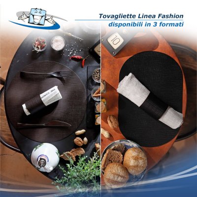 Linea Fashion - Tovagliette ovali e rotonde in diversi colori e formati in vera pelle rigenerata