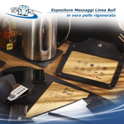 Linea Bull - Espositore messaggi o listino prezzi in vera pelle rigenerata