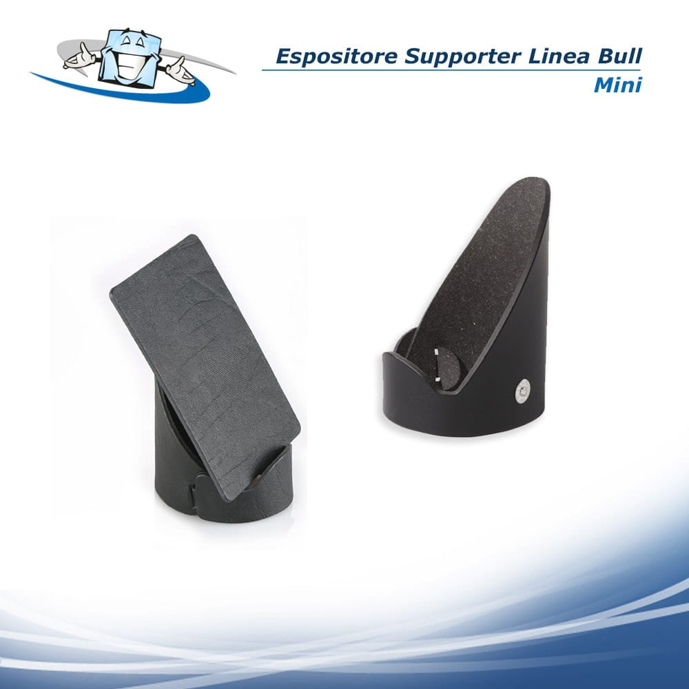 Linea Bull - Espositore Supporter nero disponibile in 2 formati in vera pelle rigenerata - Mini
