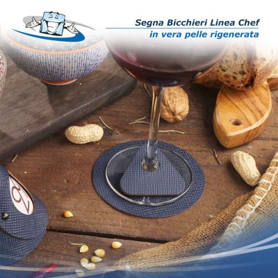 Linea Chef - Segna bicchieri Hole colori assortiti in vera pelle rigenerata