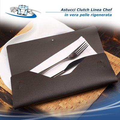 Linea Chef - Astucci Clutch disponibili in 5 formati e 8 colori in vera pelle rigenerata