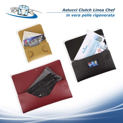 Linea Chef - Astucci Clutch disponibili in 5 formati e 8 colori in vera pelle rigenerata
