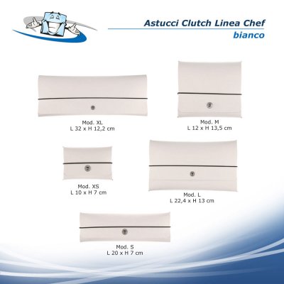 Linea Chef - Astucci Clutch disponibili in 5 formati e 8 colori in vera pelle rigenerata
