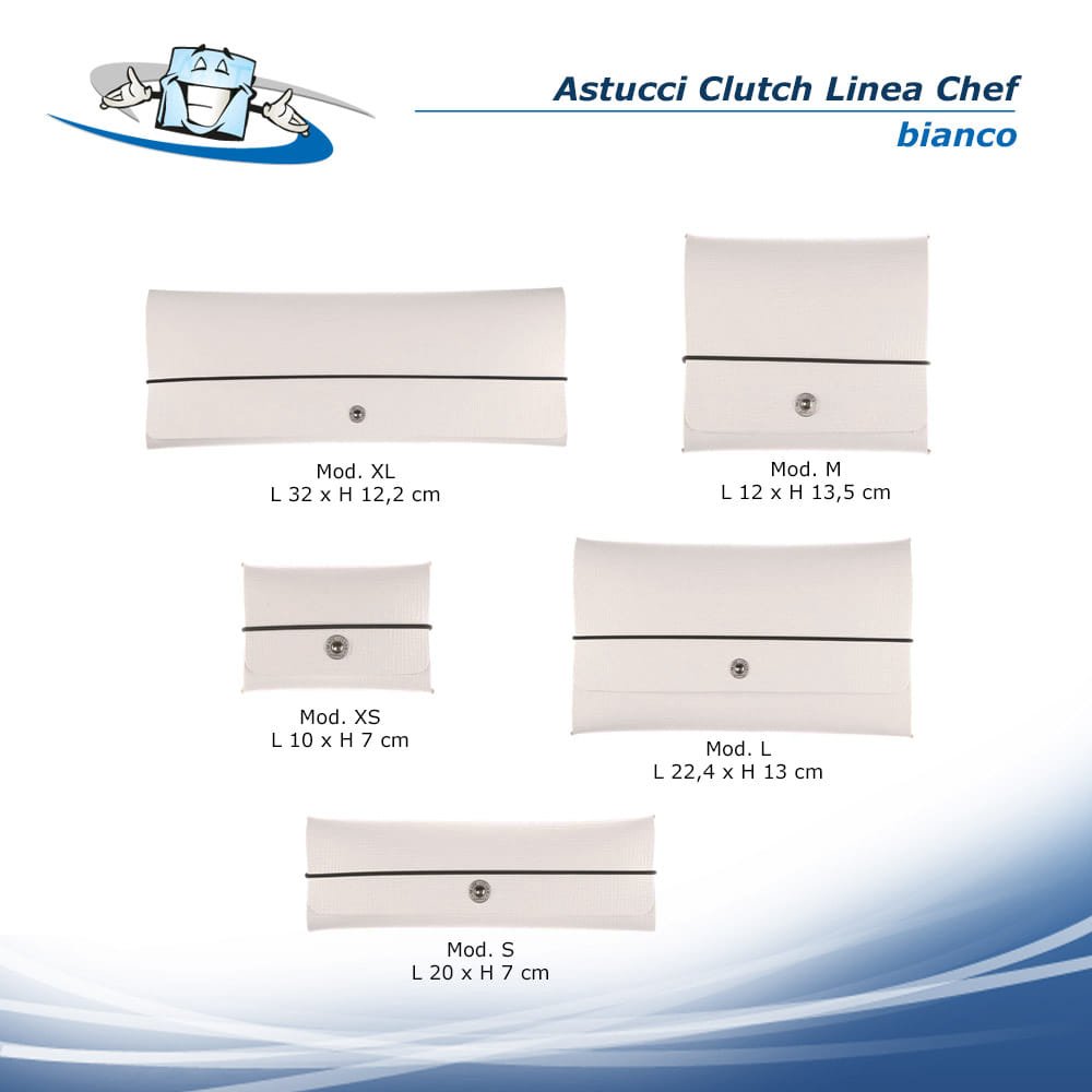 Linea Chef - Astucci Clutch disponibili in 5 formati e 8 colori in vera pelle rigenerata