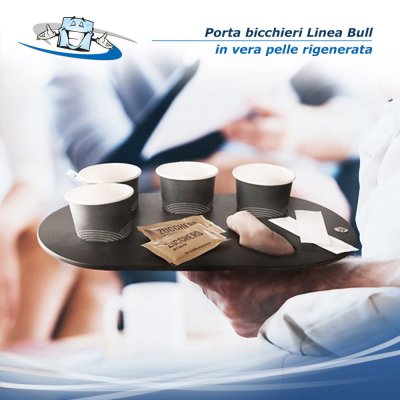 Linea Bull - Porta bicchieri Coffee Tray in vera pelle rigenerata