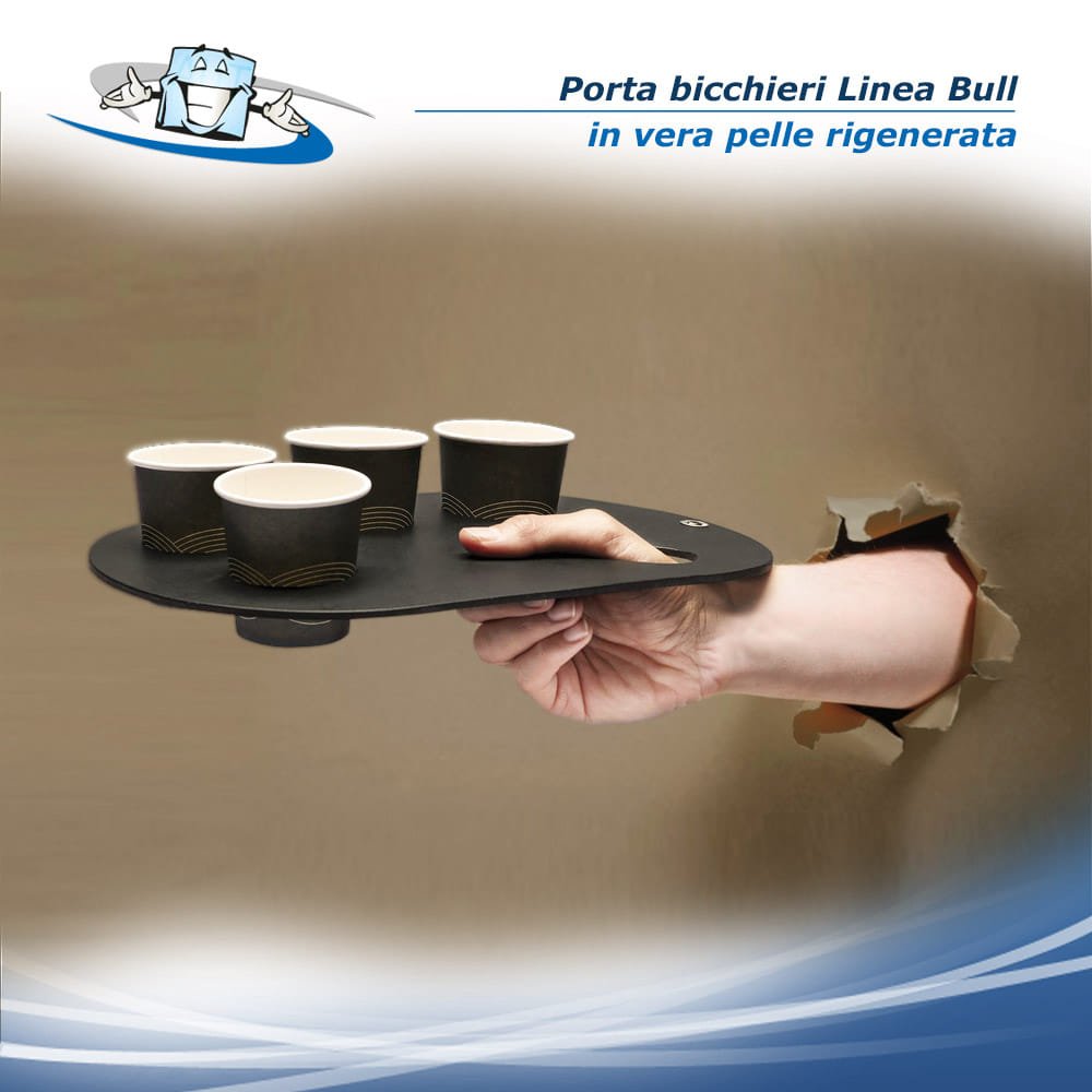 Linea Bull - Porta bicchieri Coffee Tray in vera pelle rigenerata