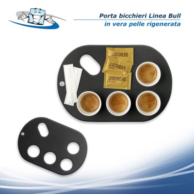 Linea Bull - Porta bicchieri Coffee Tray in vera pelle rigenerata