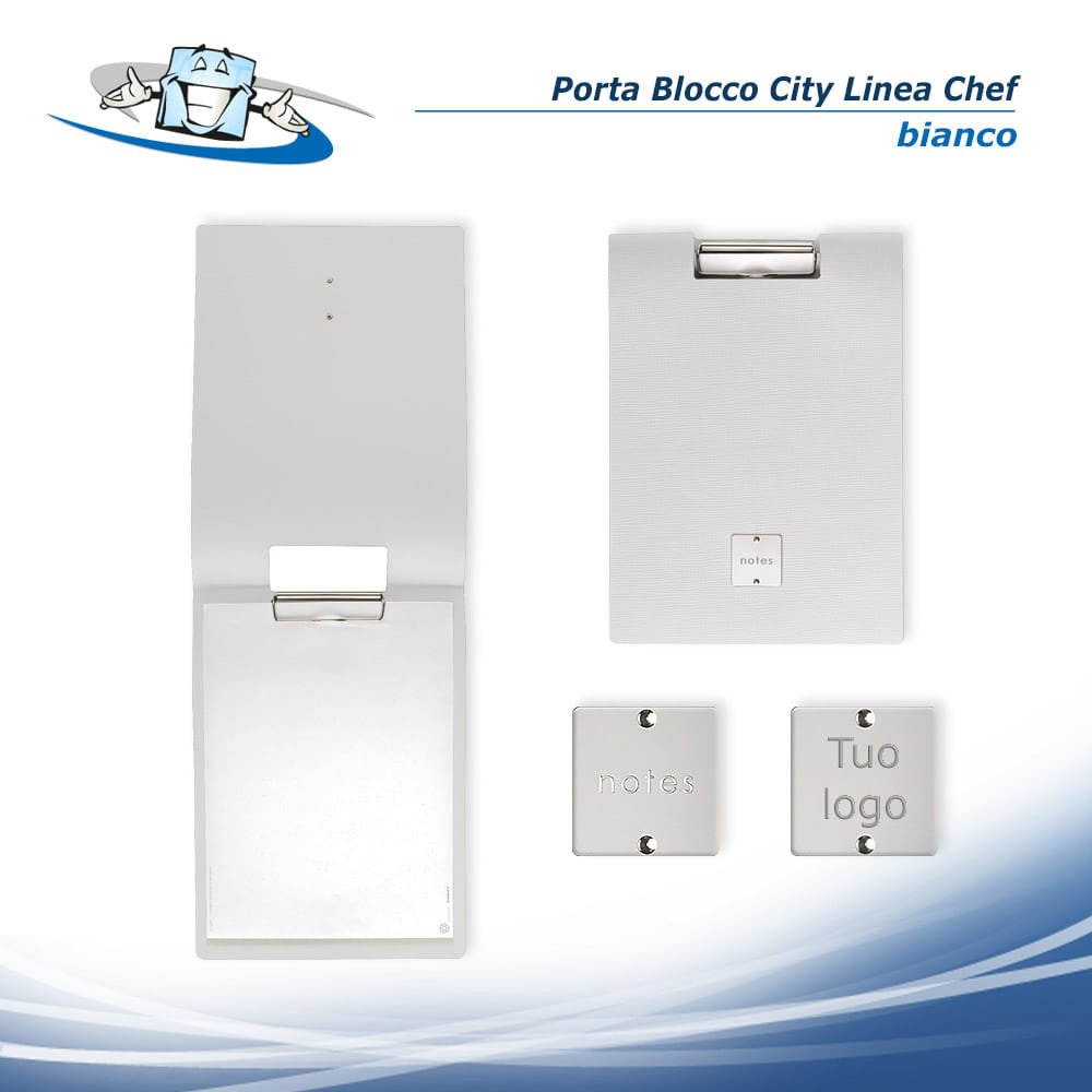 Linea Chef - Porta blocco City in diversi colori in vera pelle rigenerata con etichetta personalizzabile