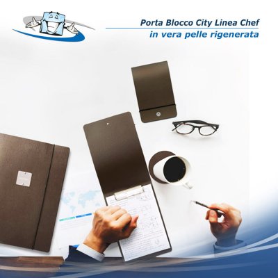 Linea Chef - Porta blocco City in 2 formati e diversi colori in vera pelle rigenerata