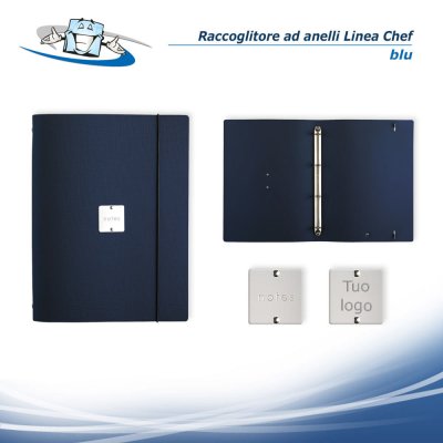 Linea Chef - Raccoglitore Folder ad anelli in diversi colori in vera pelle rigenerata con etichetta personalizzabile