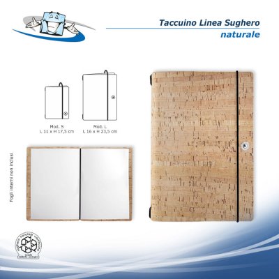 Linea Sughero - Taccuino Note Portfolio in 2 formati e 3 colori in sughero vegetale